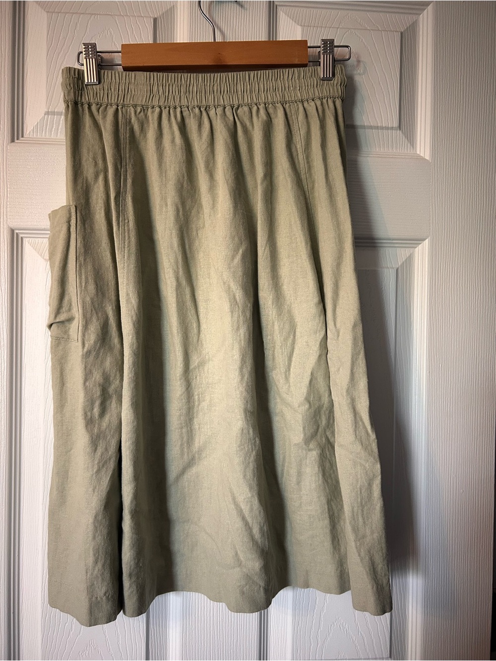 Marc New York Sage Drawstring Cargo Pocket Midi Linen Blend Skirt- Size XS - Picture 7 of 7